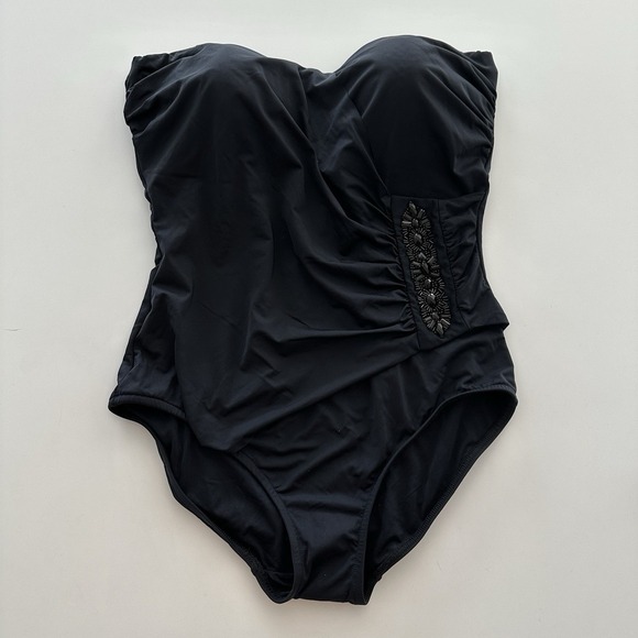 Rebecca Minkoff Swimsuit One Piece 10 Black Elegant Minimalist Resort Jeweled - Picture 1 of 8